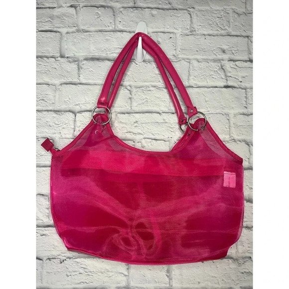 Shimmer Tulle Flower Twirl Mesh Women's pink Tote. - Picture 2 of 5